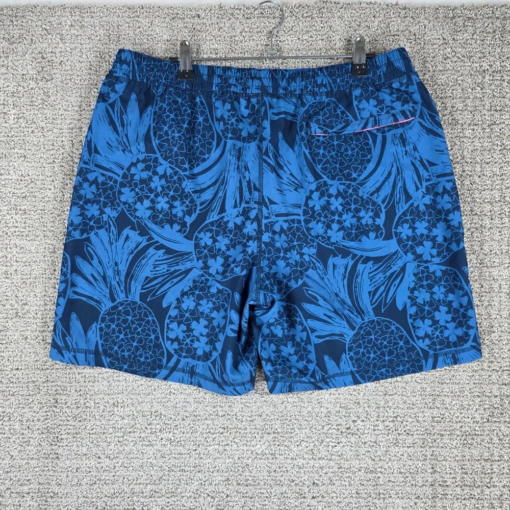 Chubbies Mens Swim Trunks XL Blue Pineapple Floral Mesh Lined Shorts Stretch